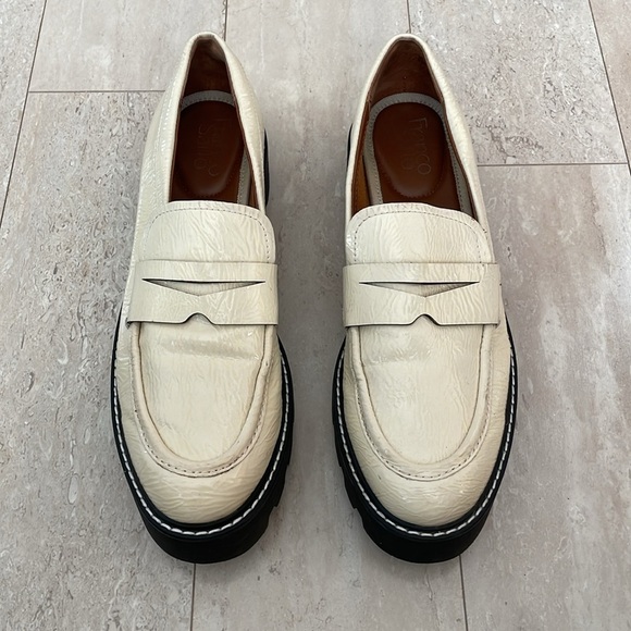 Franco Sarto Balin Chunky Lug Sole Patent Leather Penny Loafers Preppy Cream 8.5 - Picture 3 of 8